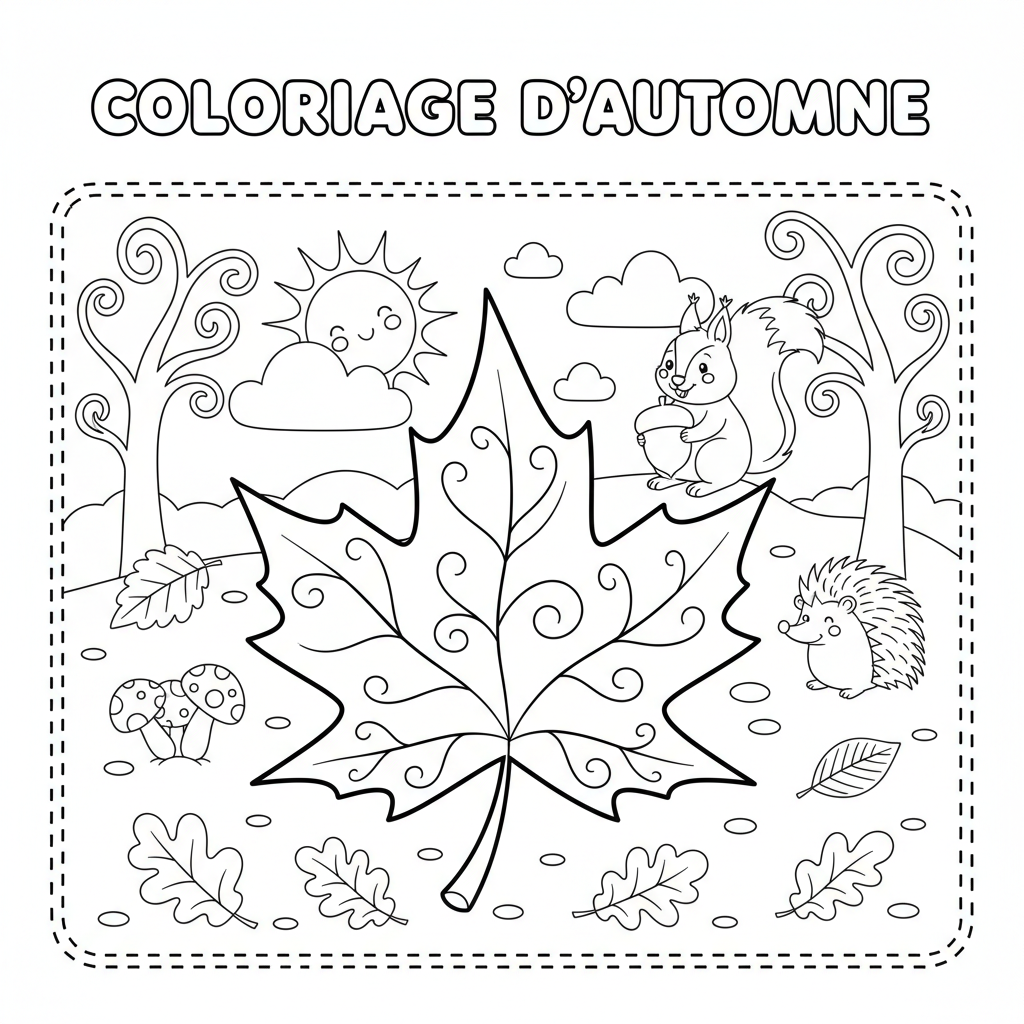 Coloriage feuille automne coloriage 3