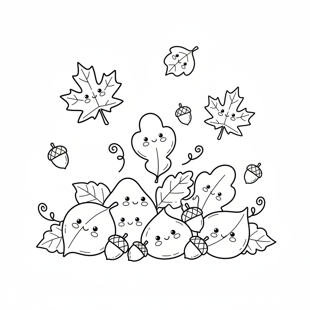 Coloriage feuilles automne coloriage