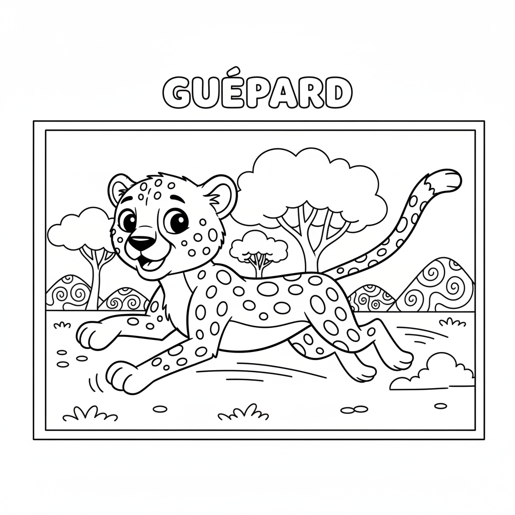 Coloriage guépard coloriage 5