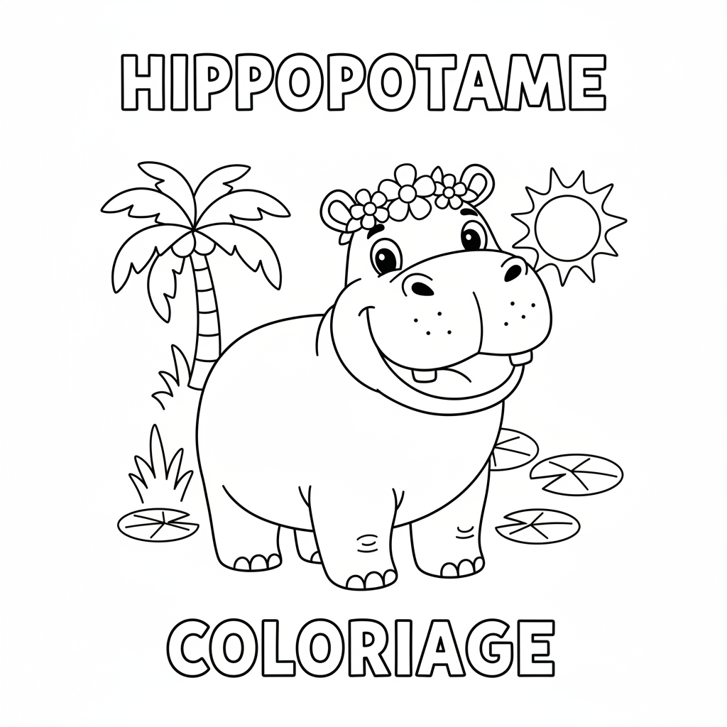 Coloriage hippopotame coloriage