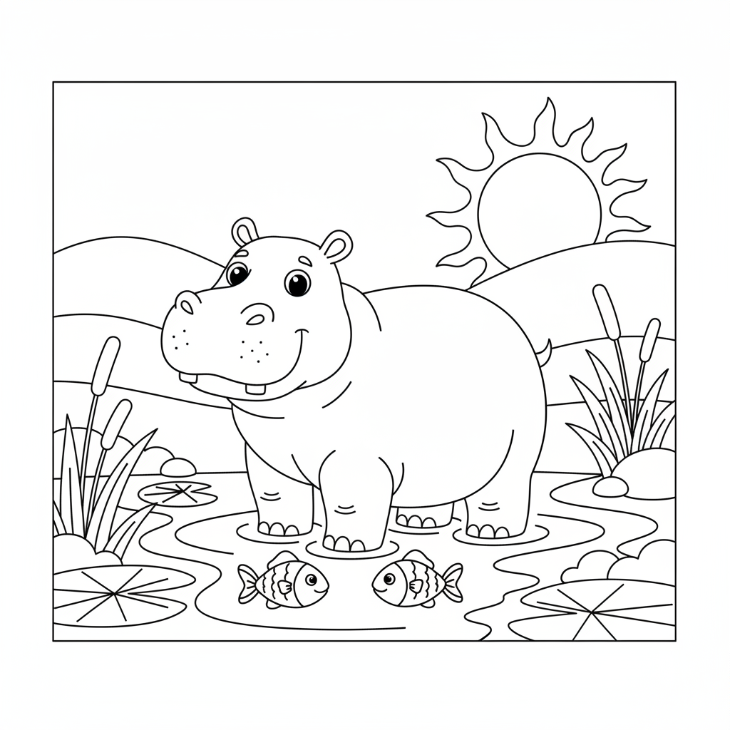 Coloriage hippopotame coloriage 3