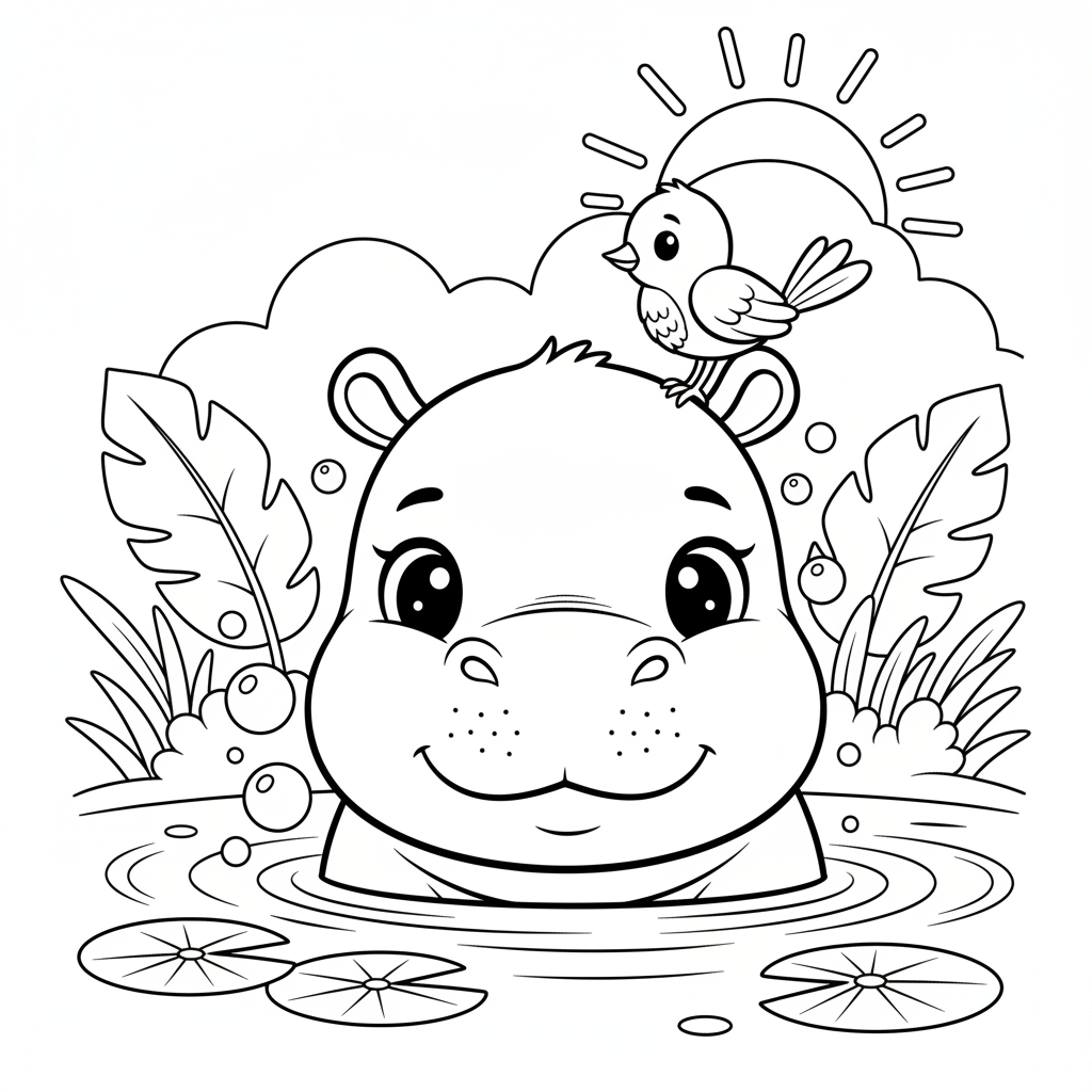 Coloriage hippopotame coloriage 4