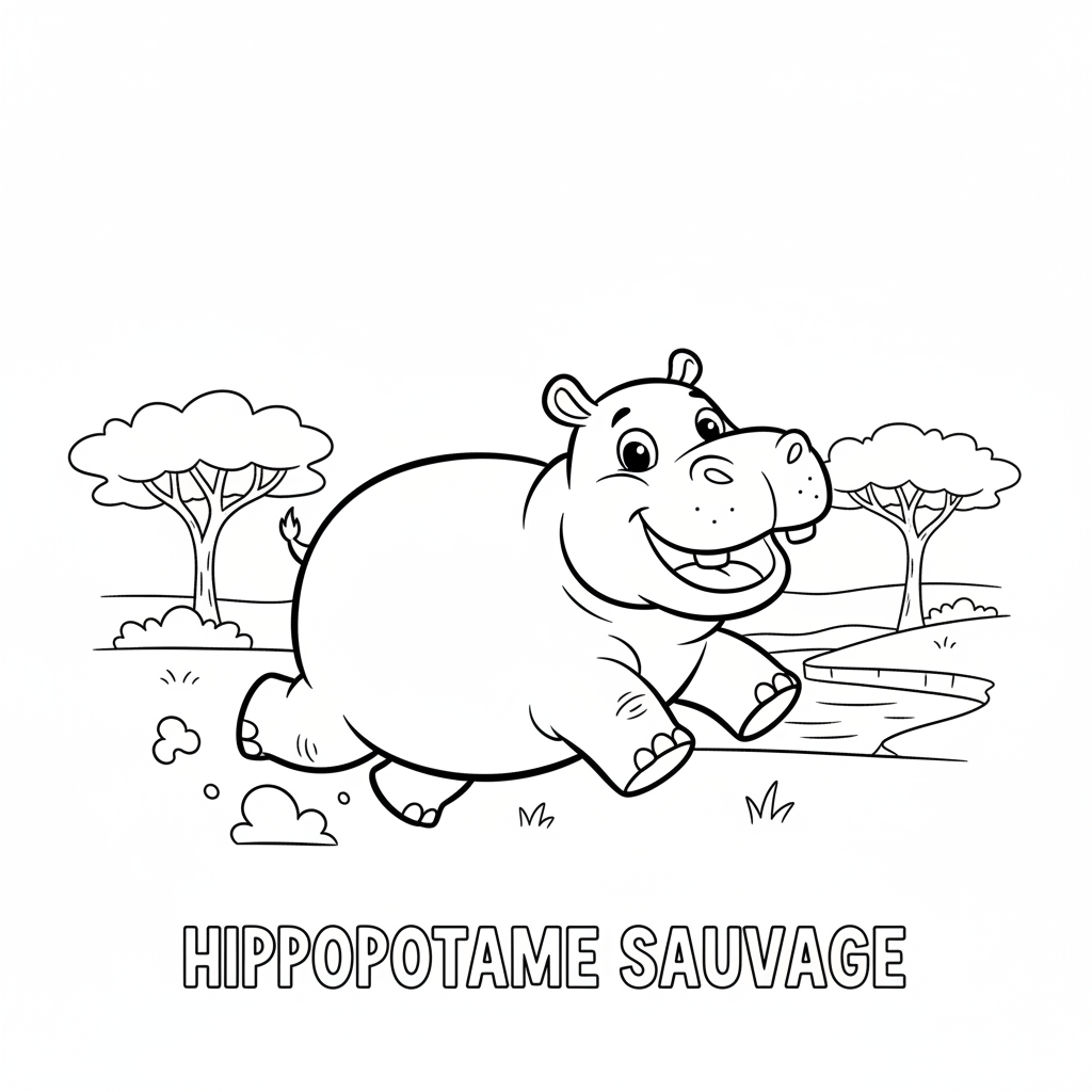 Coloriage hippopotame coloriage 5