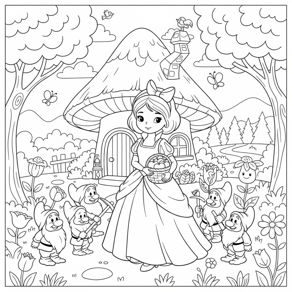 Coloriage imprimer coloriage blanche neige 1
