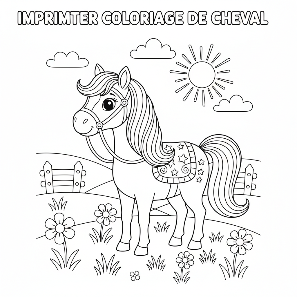 Coloriage imprimer coloriage de cheval 2