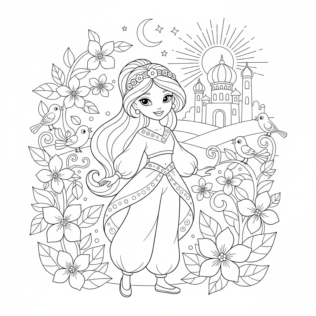 Coloriage jasmine coloriage 3
