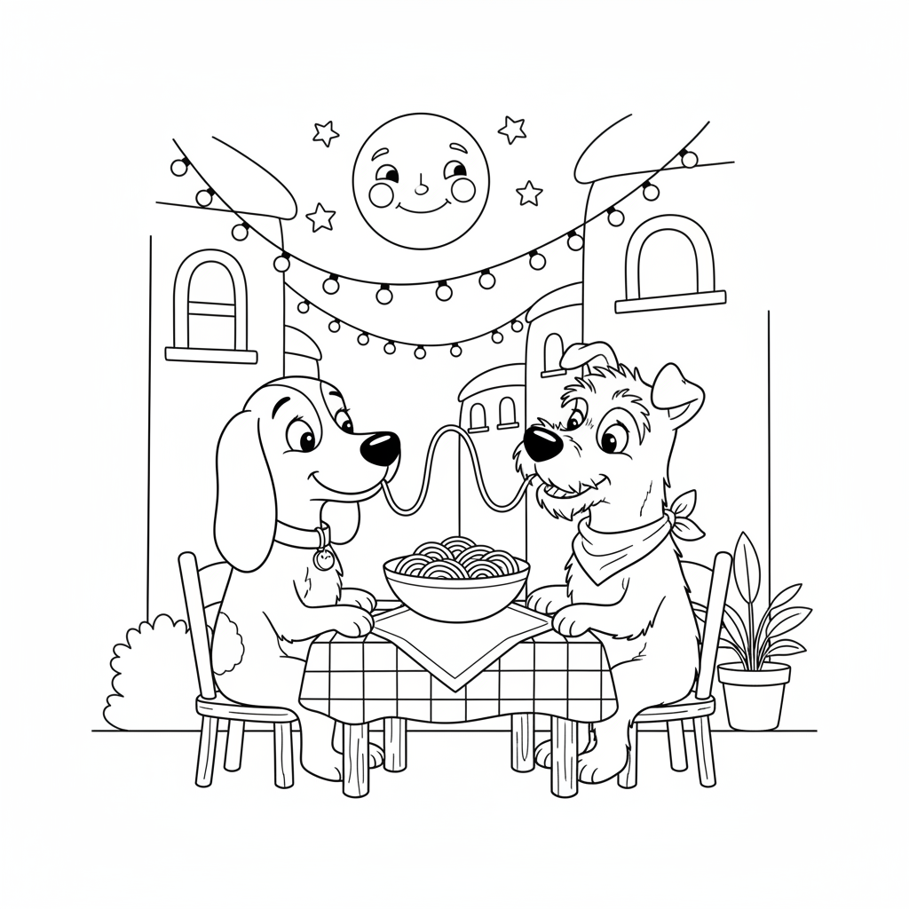 Coloriage la belle et le clochard coloriage