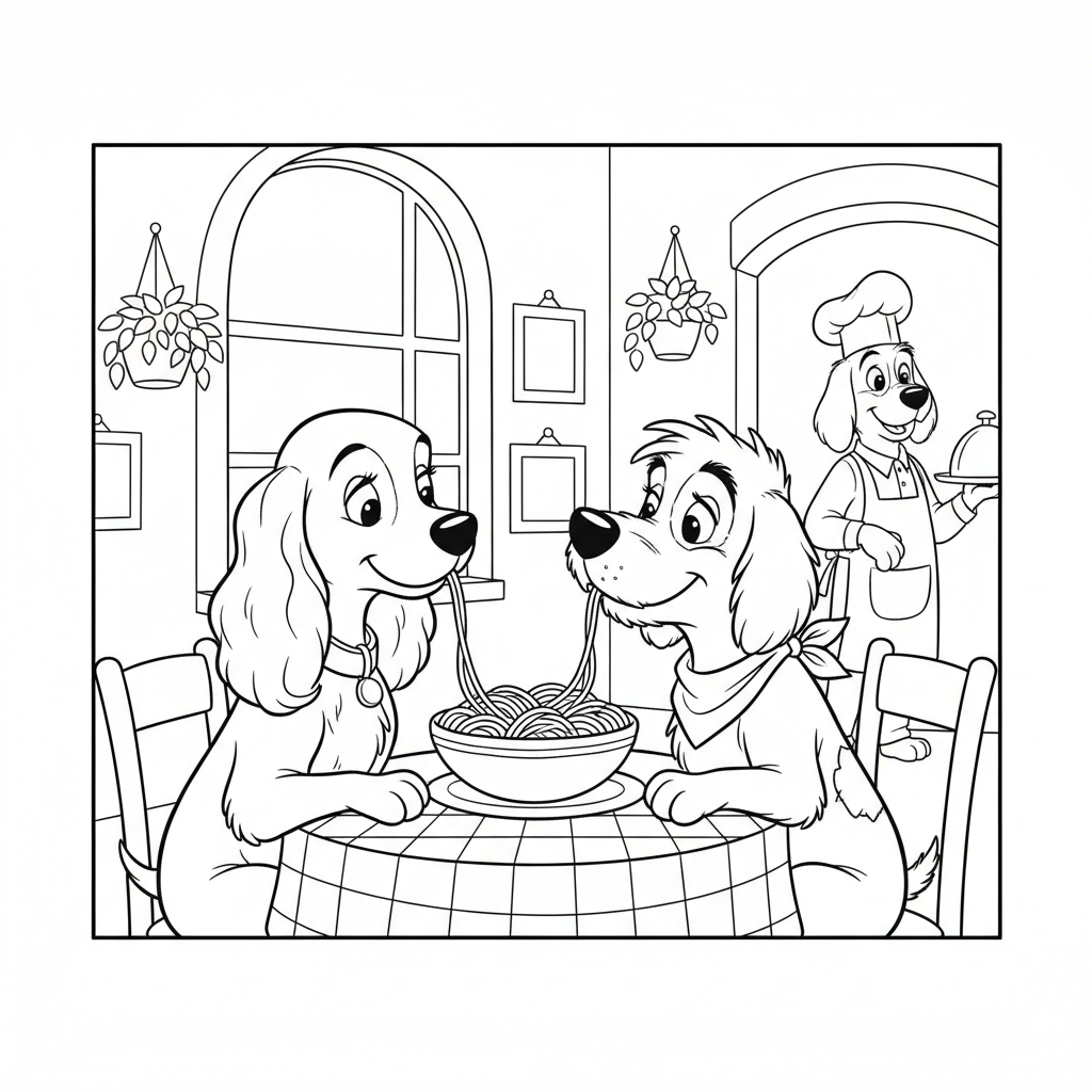 Coloriage la belle et le clochard coloriage 2