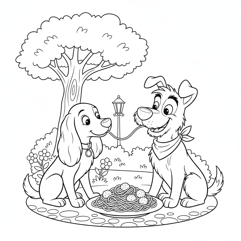 Coloriage la belle et le clochard coloriage 3