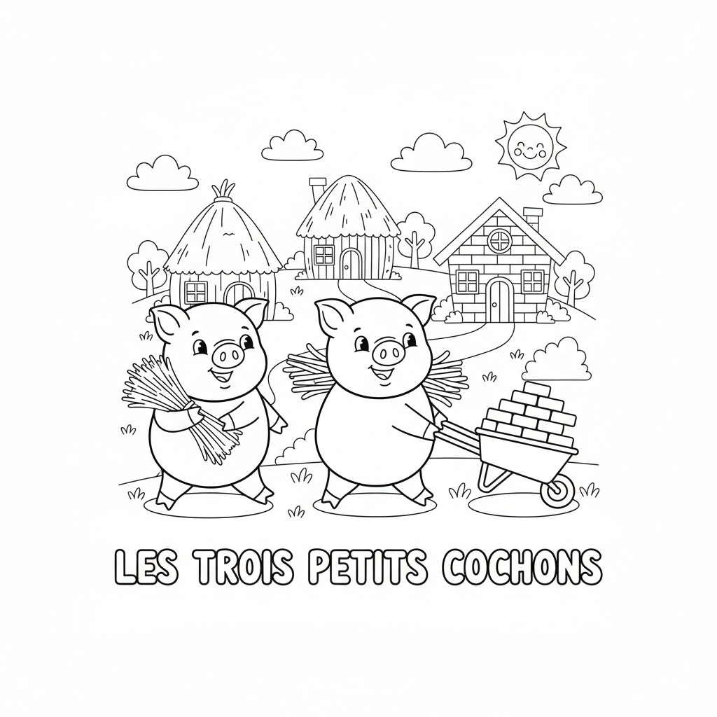 Coloriage Les Trois Petit Cochon Coloriage à Imprimer
