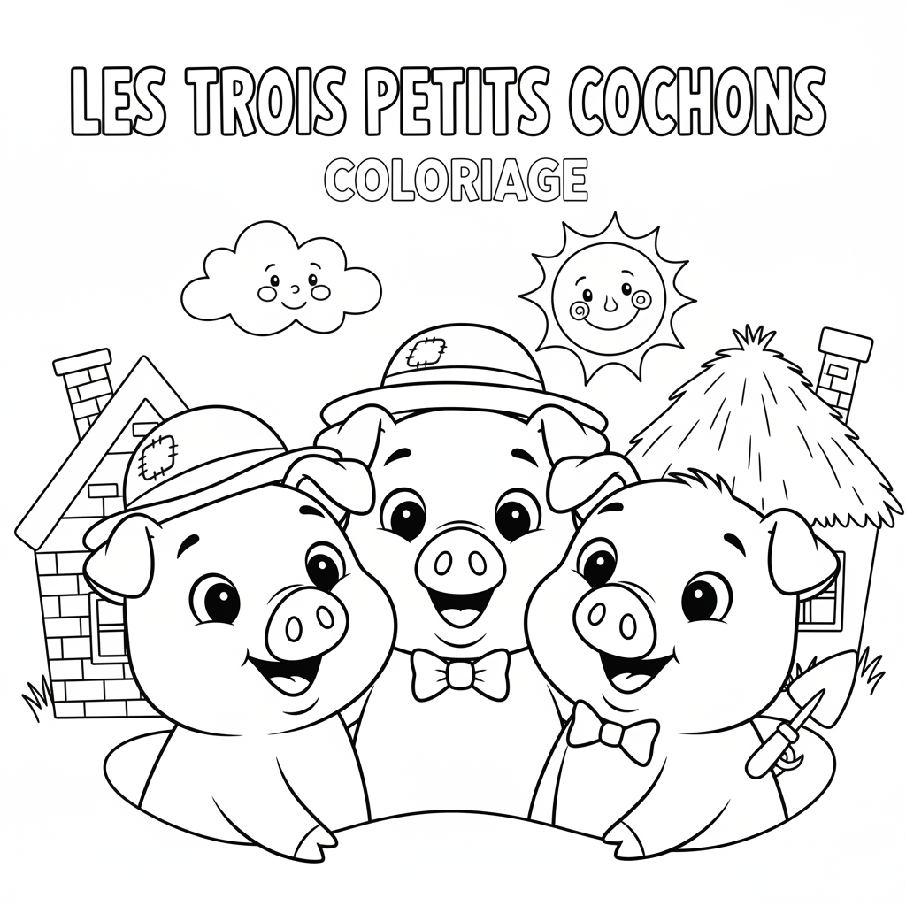 Coloriage les trois petit cochons coloriage 4