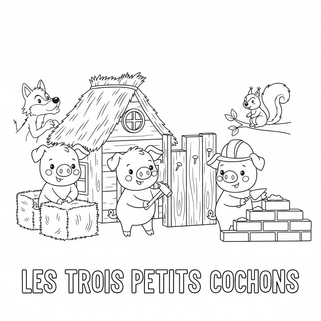Coloriage Les Trois Petits Cochons Coloriage à Imprimer