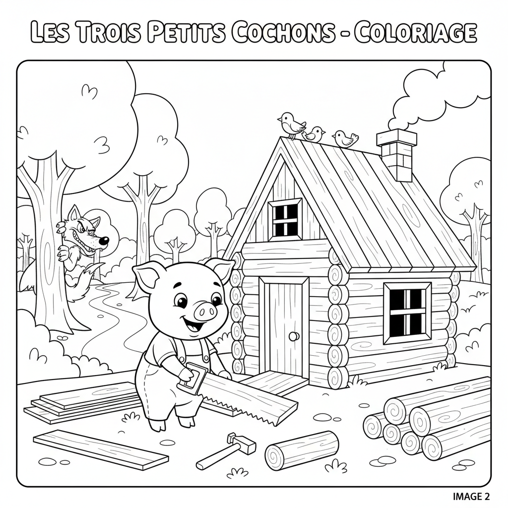 Coloriage les trois petits cochons coloriage 2