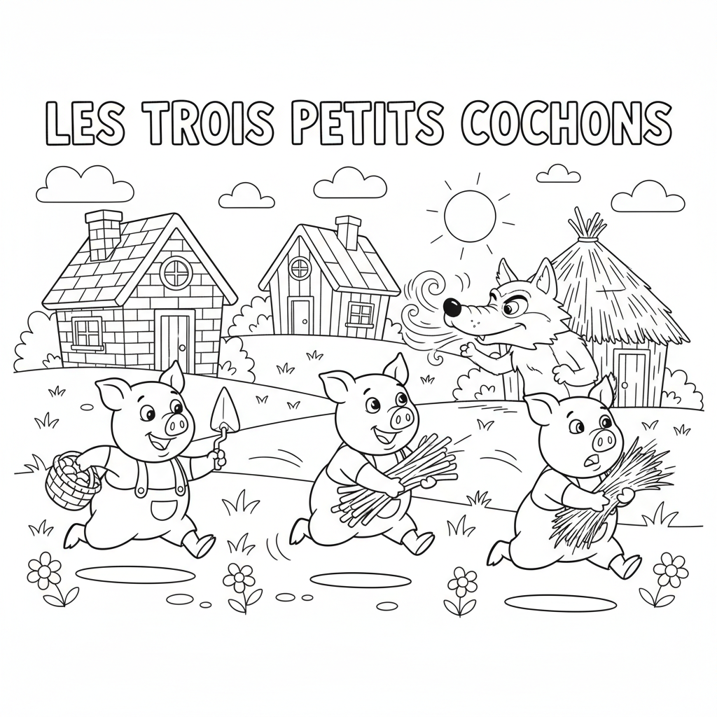 Coloriage les trois petits cochons coloriage 5