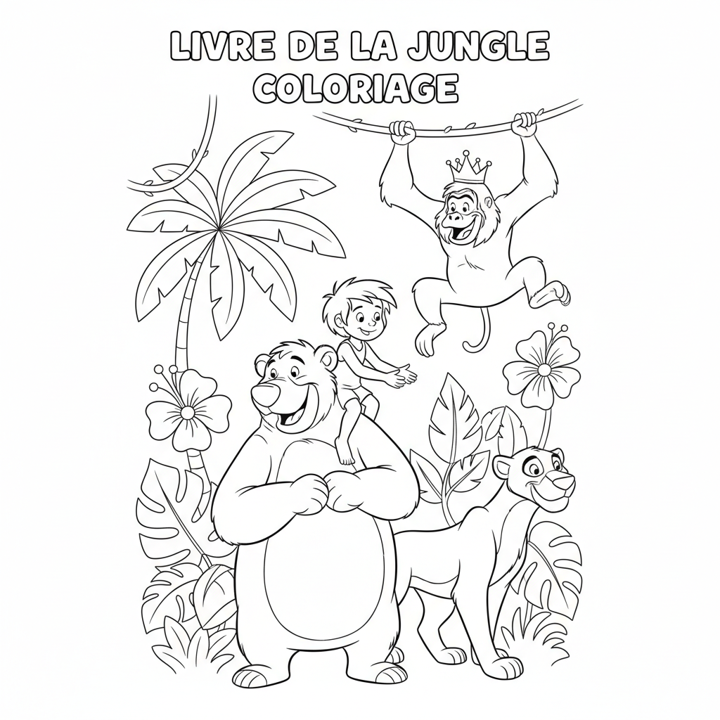 Coloriage Livre De La Jungle à Imprimer Gratuit