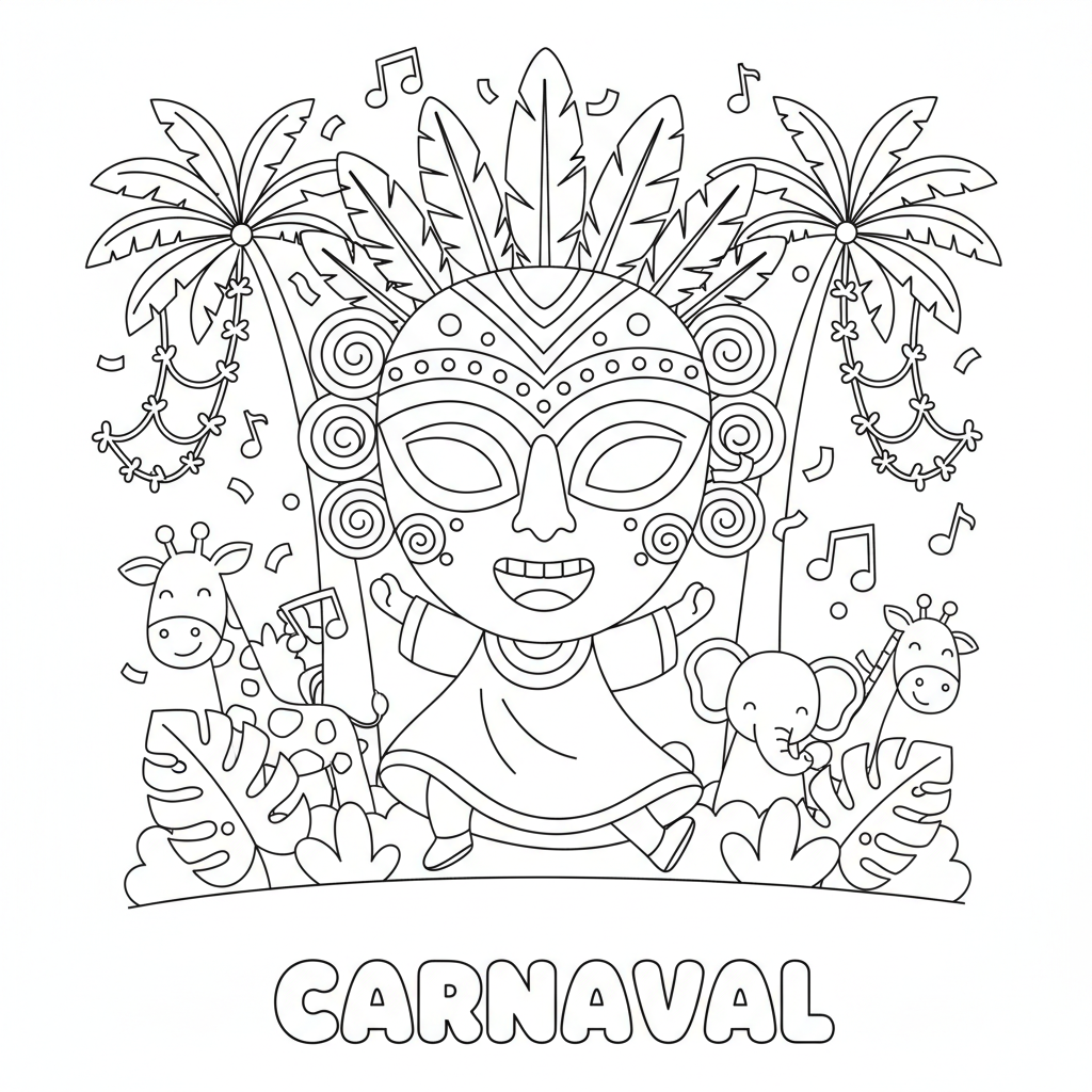 Coloriage masque africain coloriage 3