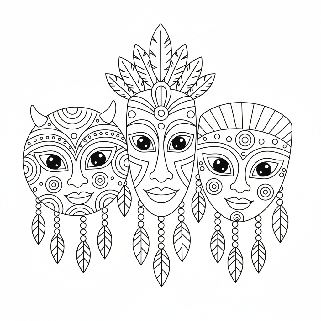 Coloriage masques africains coloriage 4