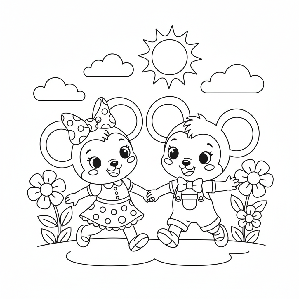 Coloriage Minnie Et Mickey Coloriage Gratuit à Imprimer
