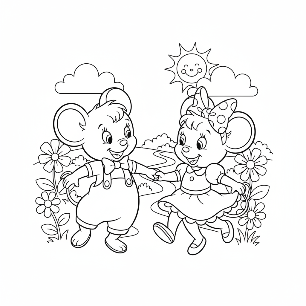 Coloriage minnie et mickey coloriage 3