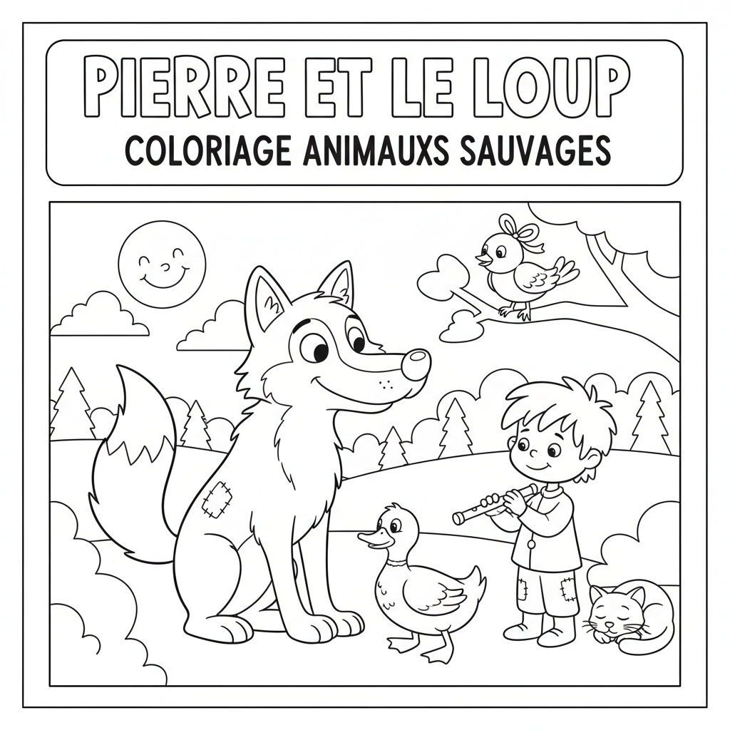 Coloriage pierre et le loup coloriage