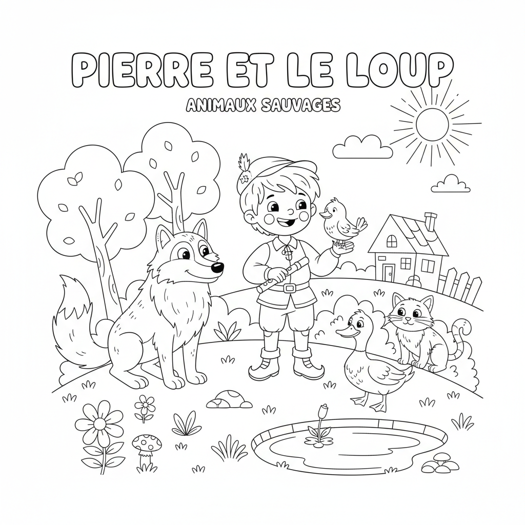 Coloriage pierre et le loup coloriage 2