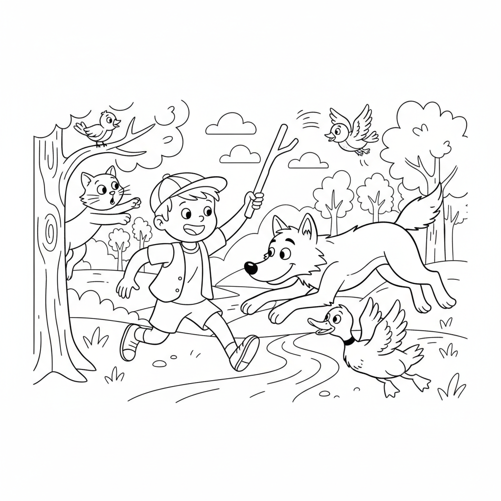 Coloriage pierre et le loup coloriage 5