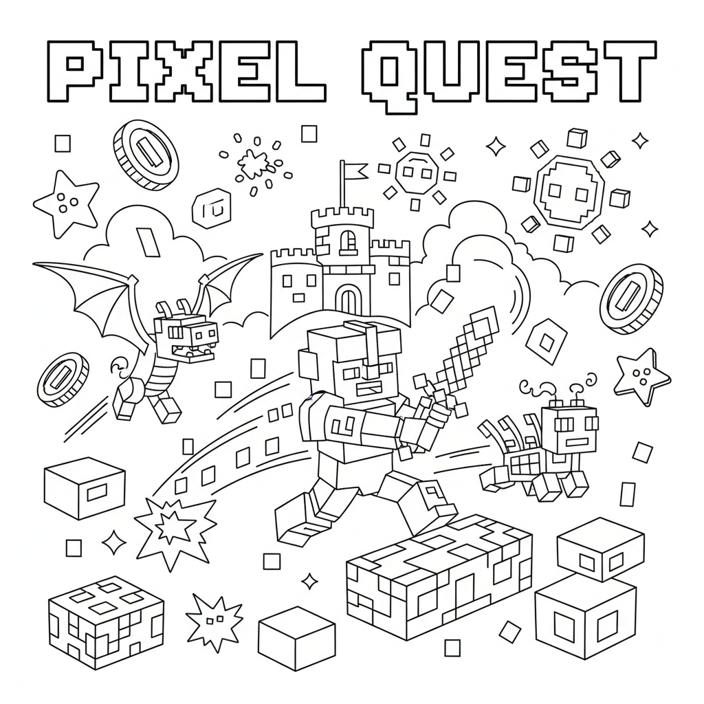 Coloriage pixel art games coloriage 5