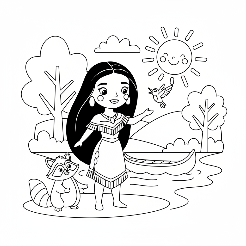 Coloriage pocahontas coloriage 1