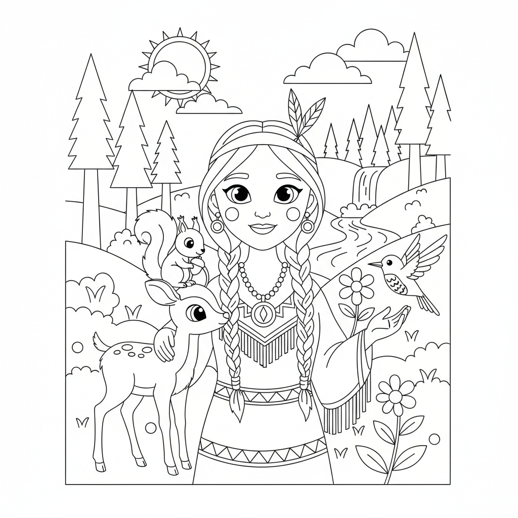 Coloriage pocahontas coloriage 4
