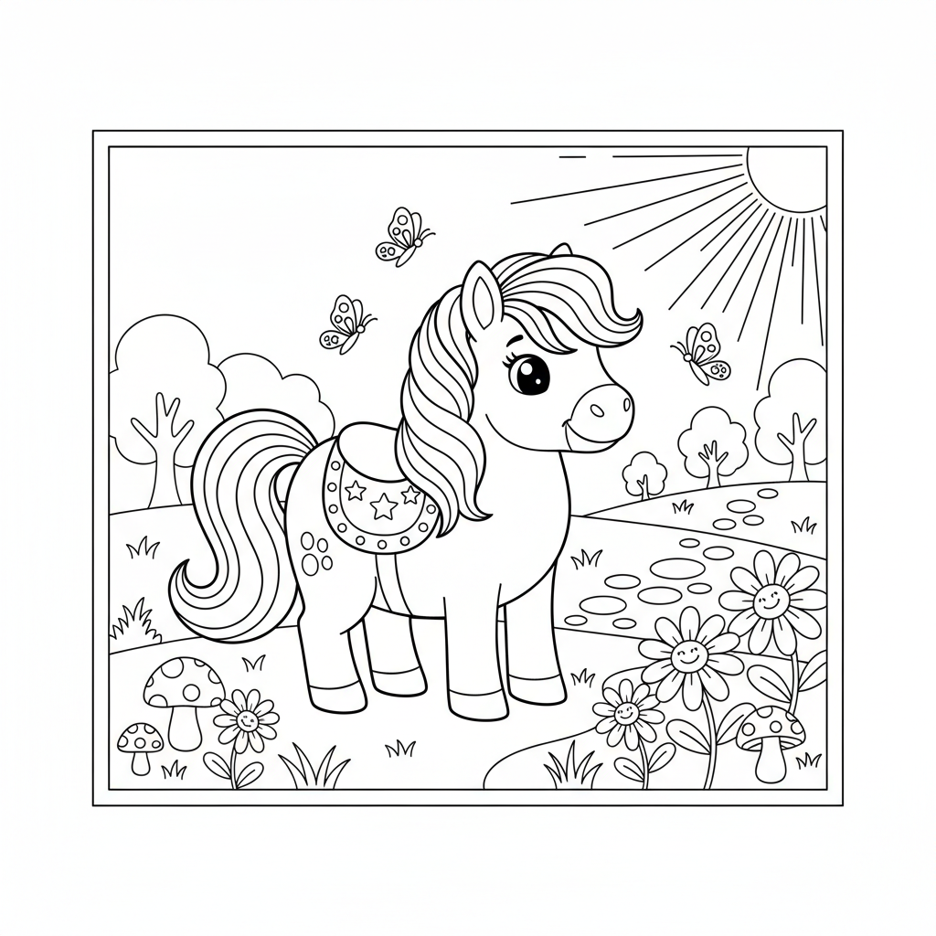 Coloriage poney coloriage 3