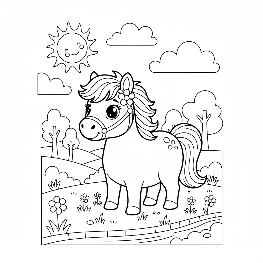 Coloriage poney coloriage à imprimer 3