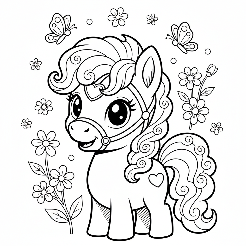 Coloriage poney coloriage à imprimer 4