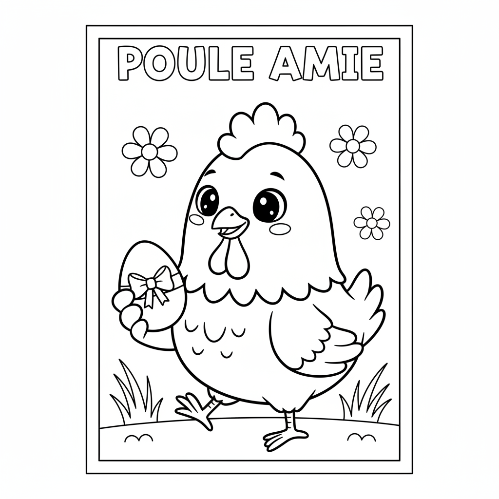 Coloriage poule coloriage 4