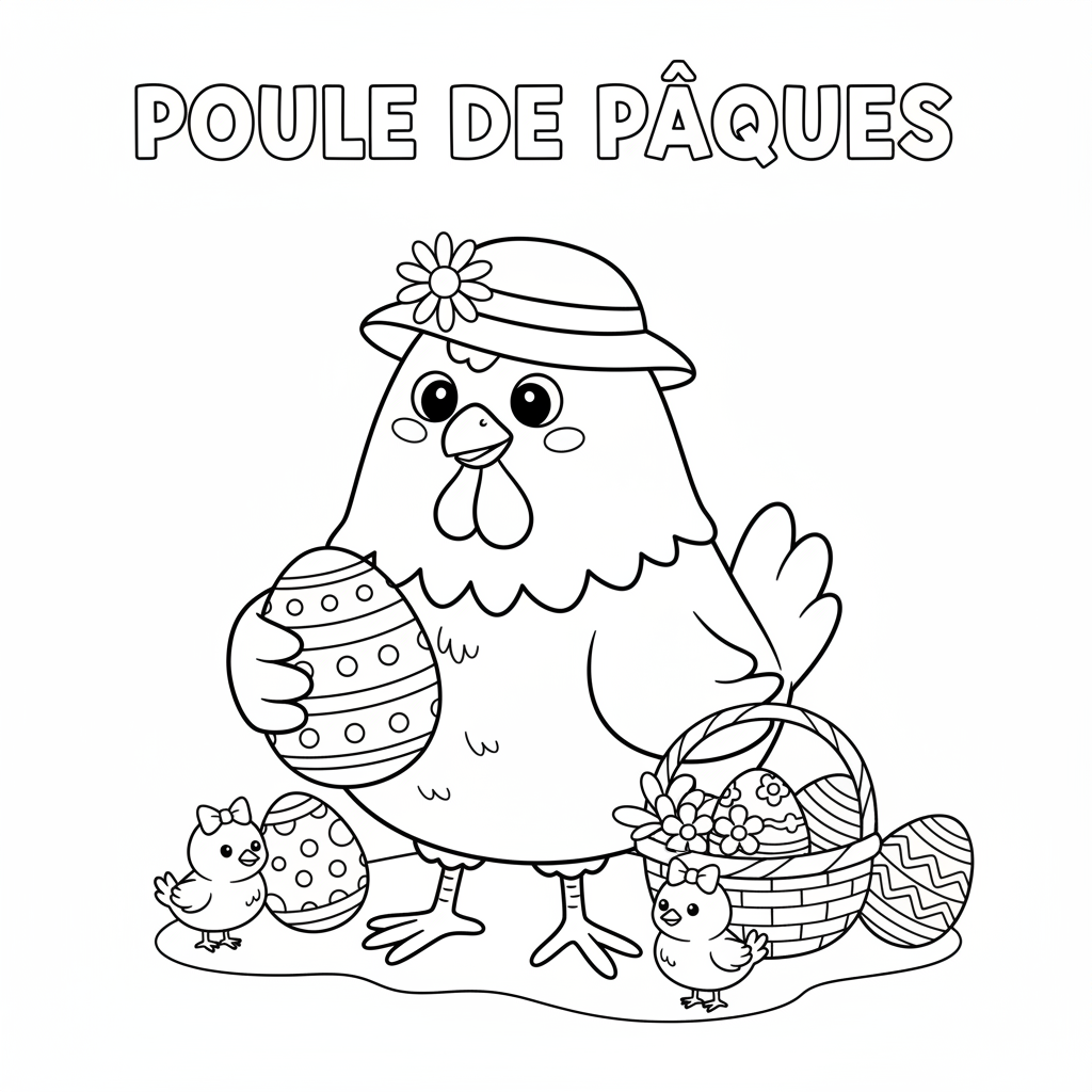 Coloriage poule paques coloriage
