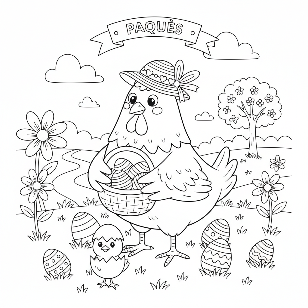 Coloriage poule paques coloriage 3