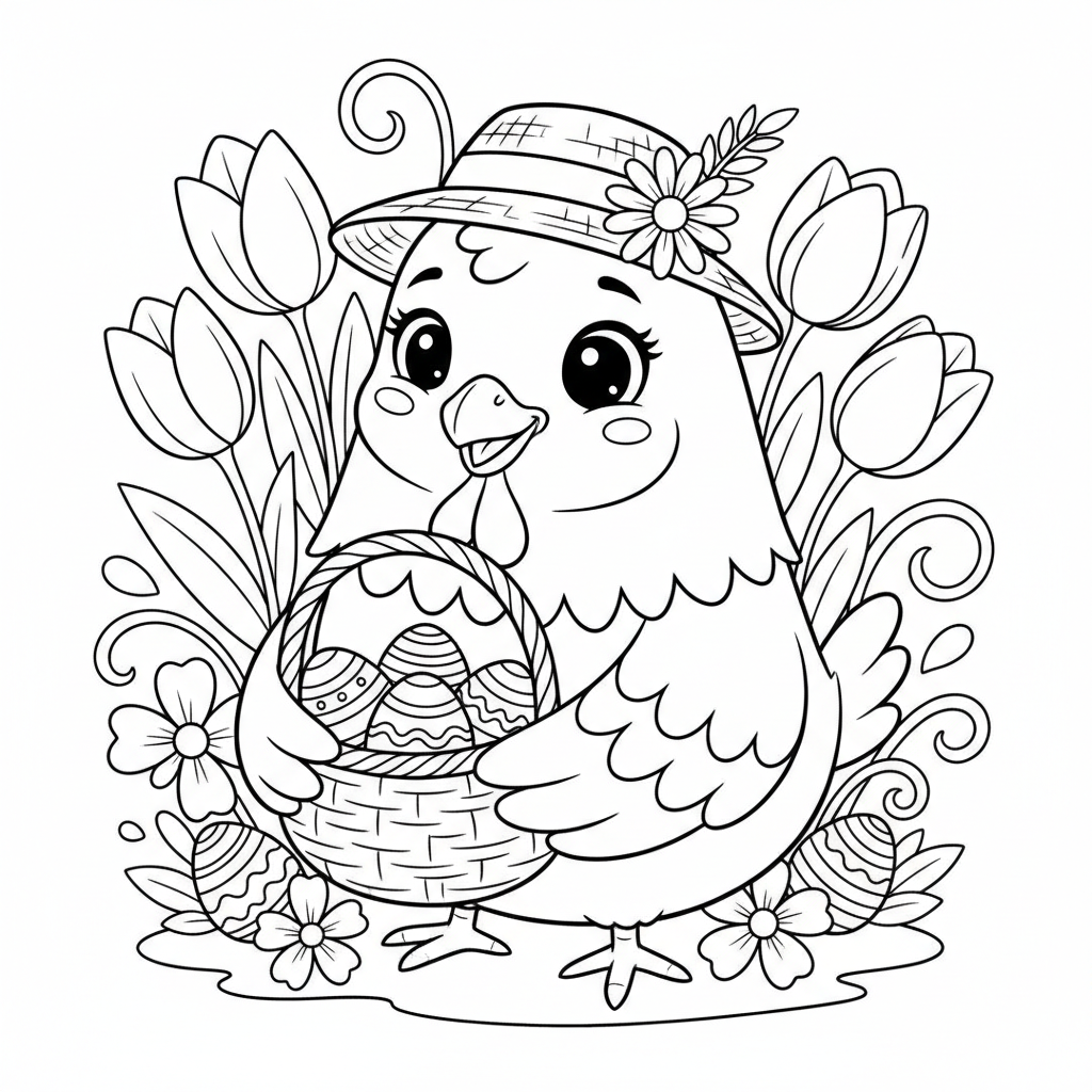 Coloriage poule paques coloriage 4
