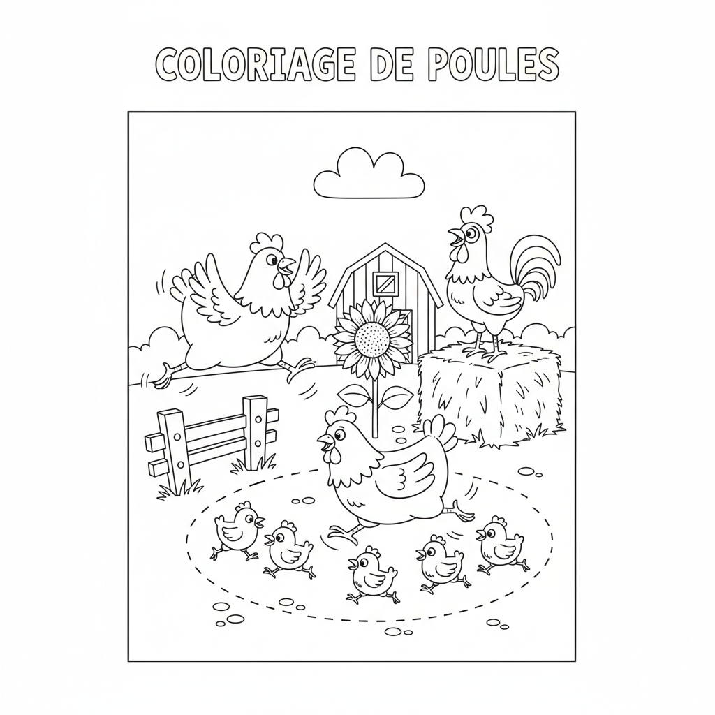 Coloriage poules coloriage 5