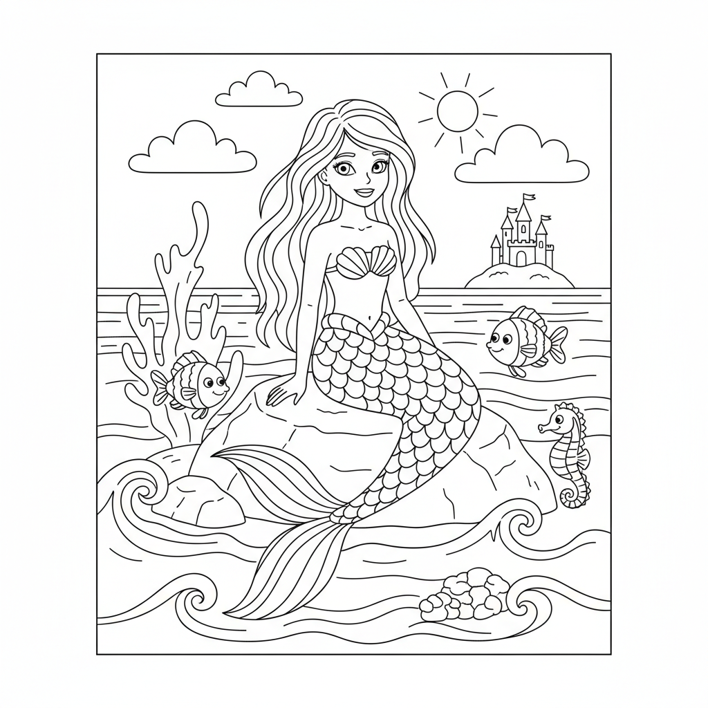 Coloriage princesse ariel coloriage 3