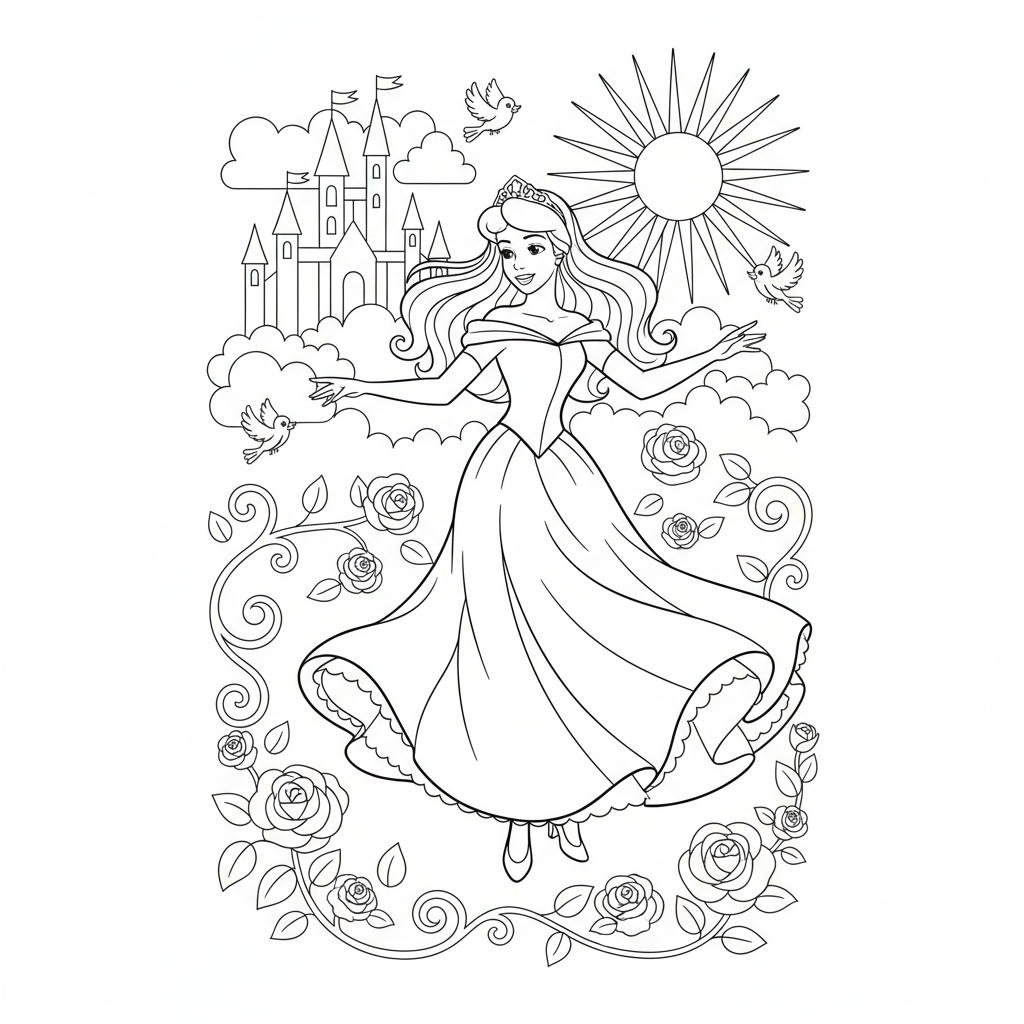 Coloriage princesse aurore coloriage 5