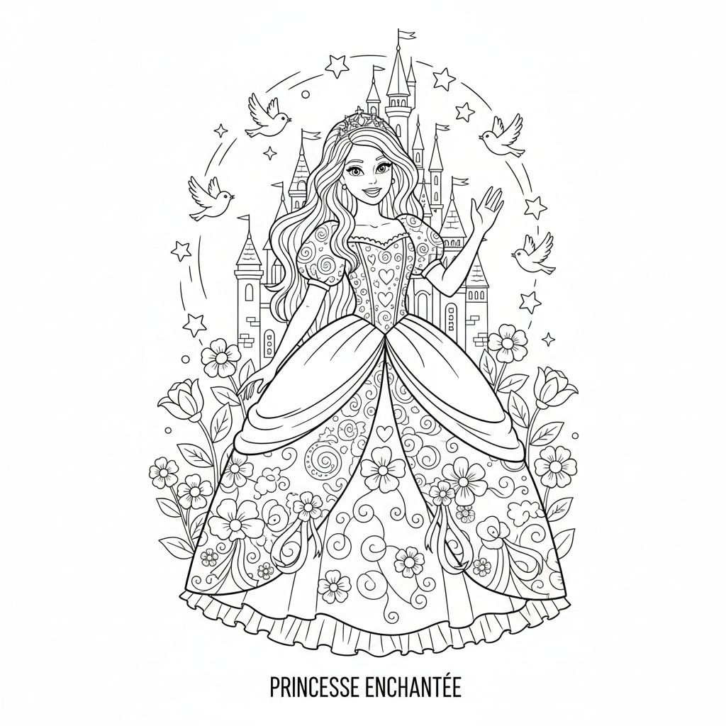 Coloriage princesse barbie coloriage 2