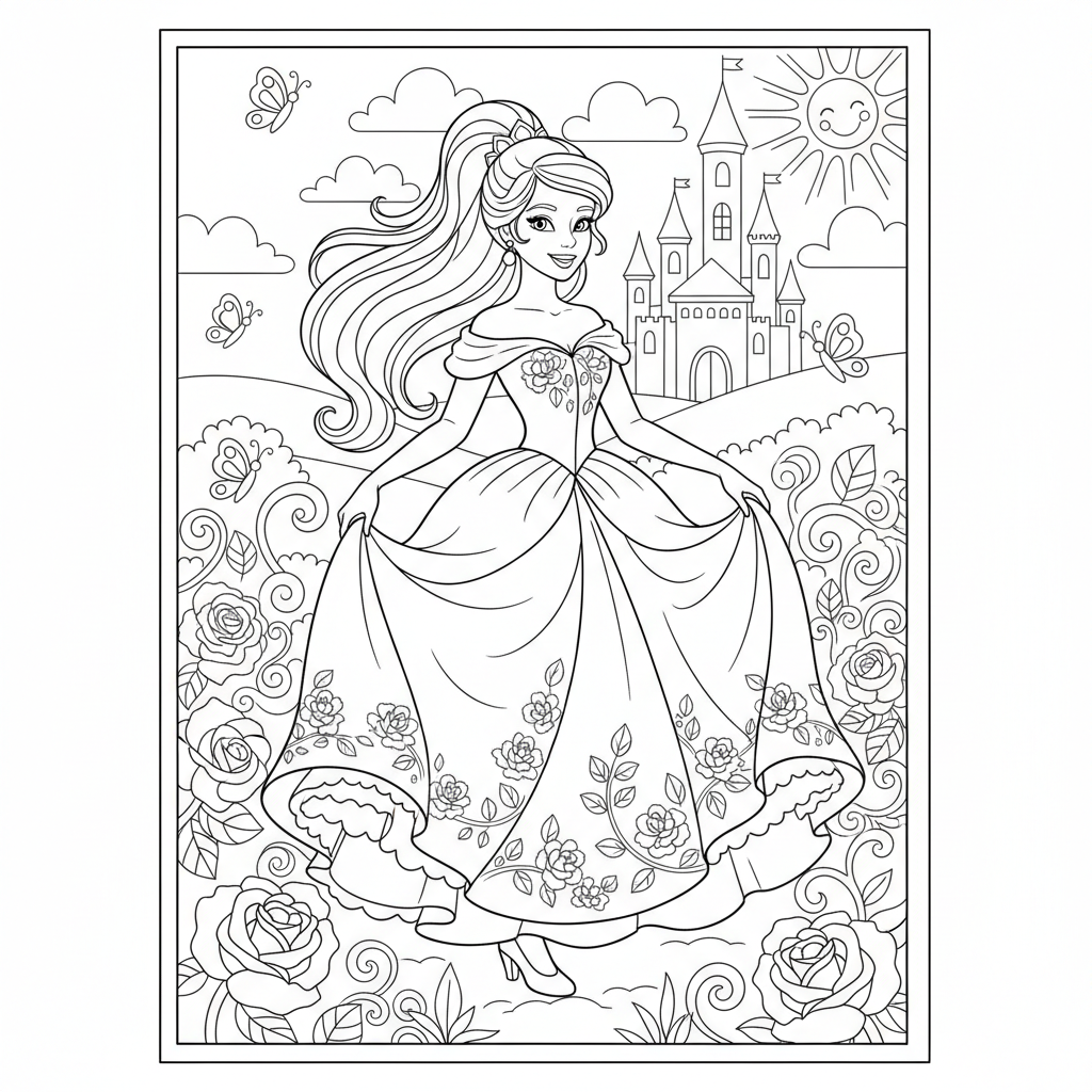 Coloriage princesse belle coloriage 3