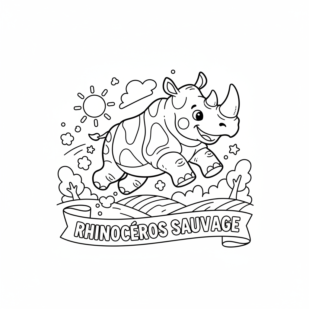 Coloriage rhinocéros coloriage 5