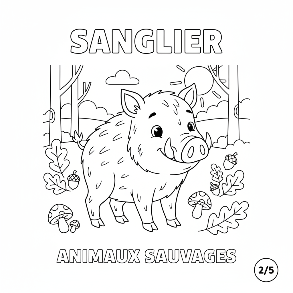 Coloriage sanglier coloriage 2