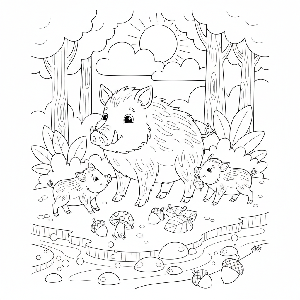 Coloriage sanglier coloriage 3