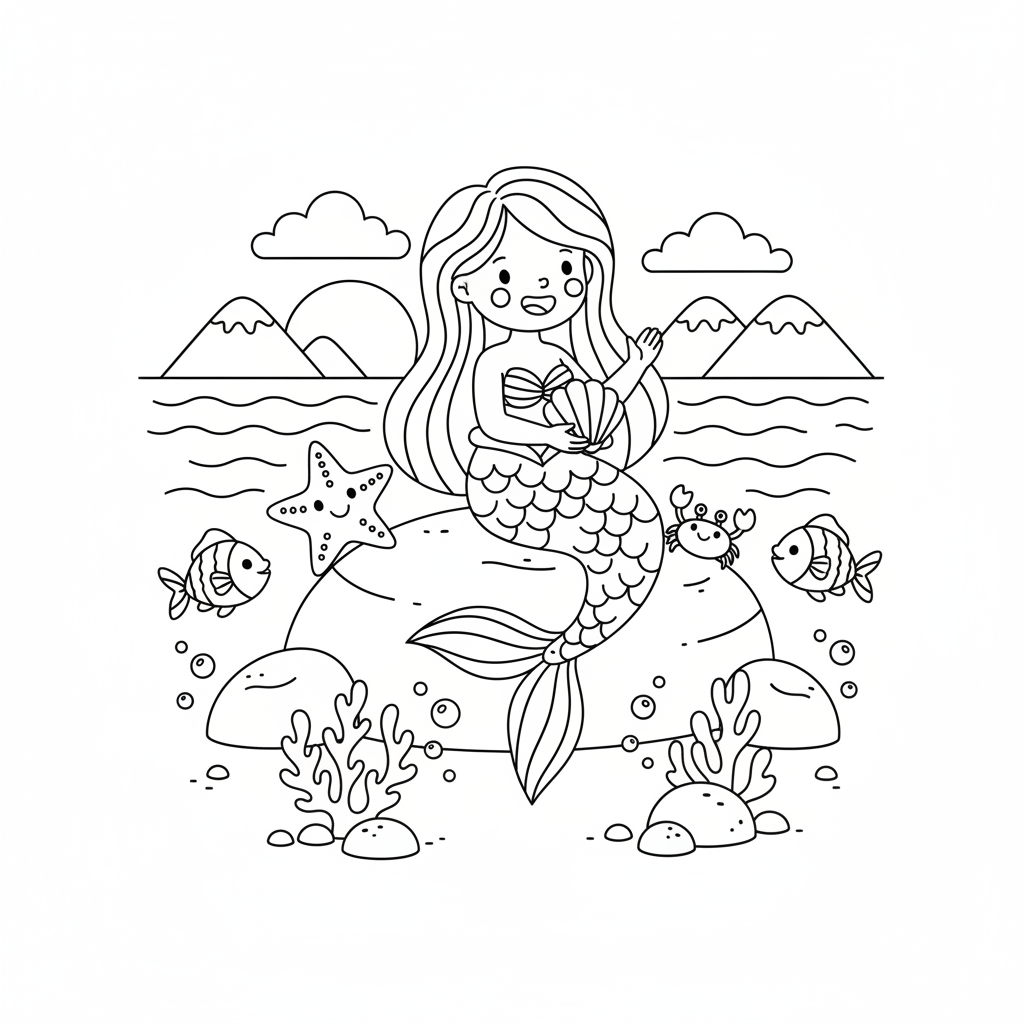 Coloriage sirene ariel coloriage 3