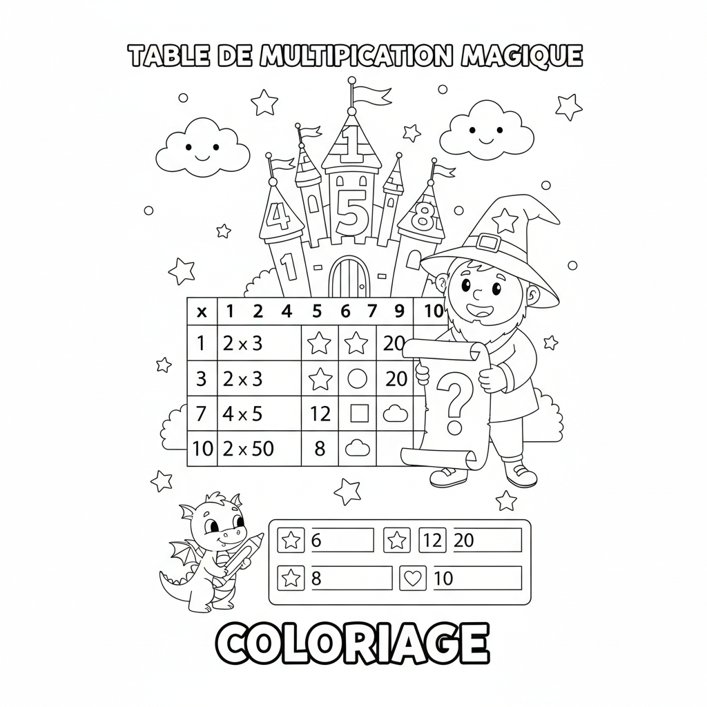 Coloriage table de multiplication coloriage 2