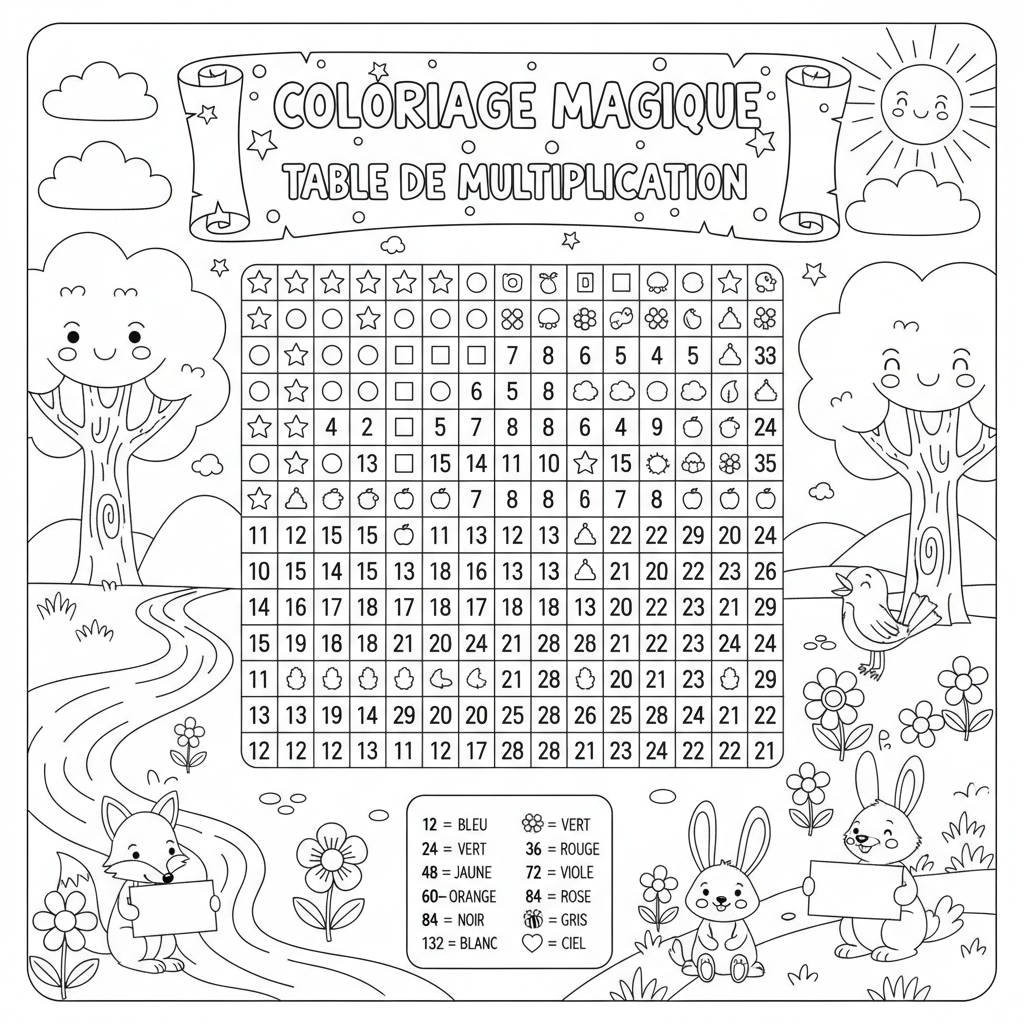 Coloriage table de multiplication coloriage 3