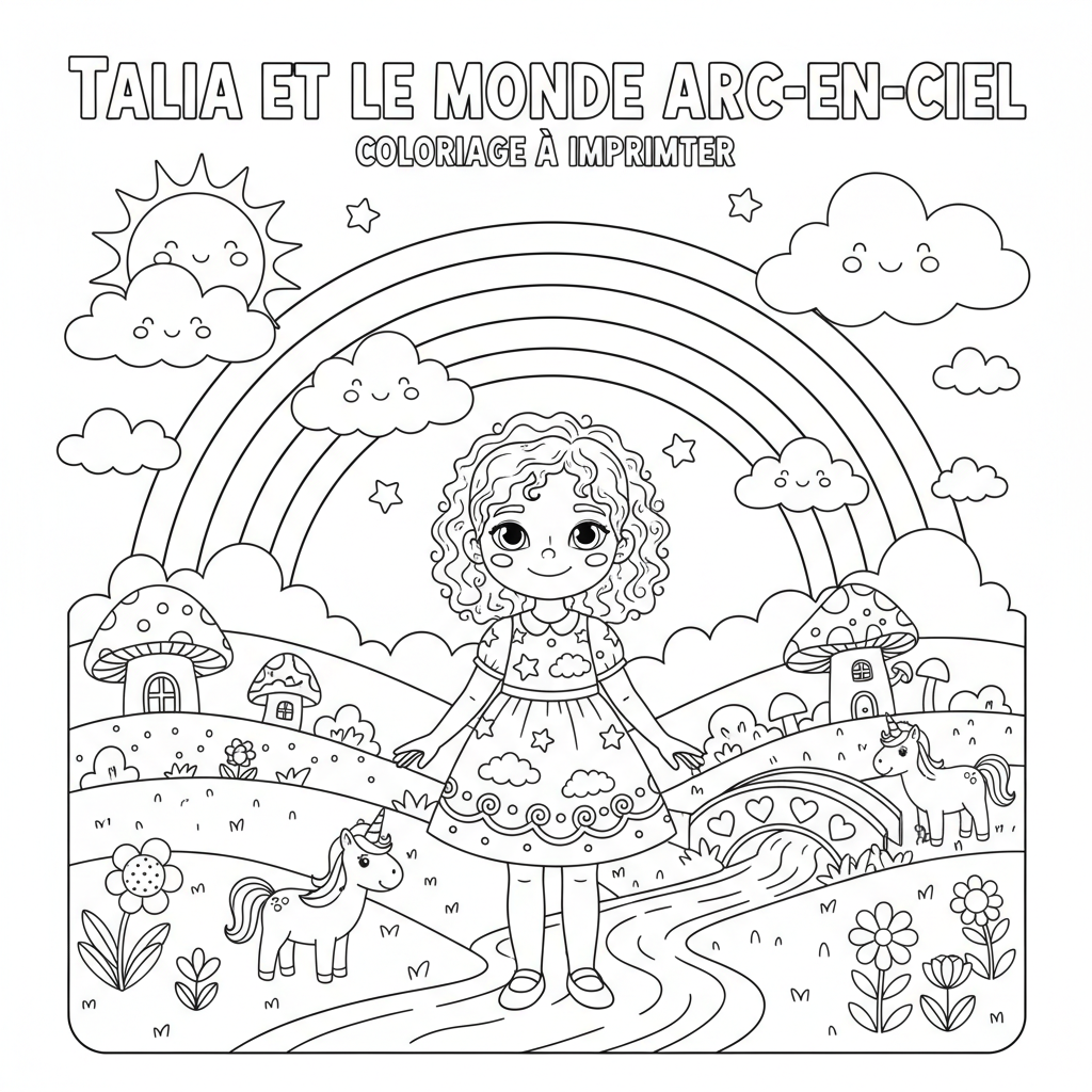 Coloriage talia et le monde arc en ciel coloriage à imprimer 2