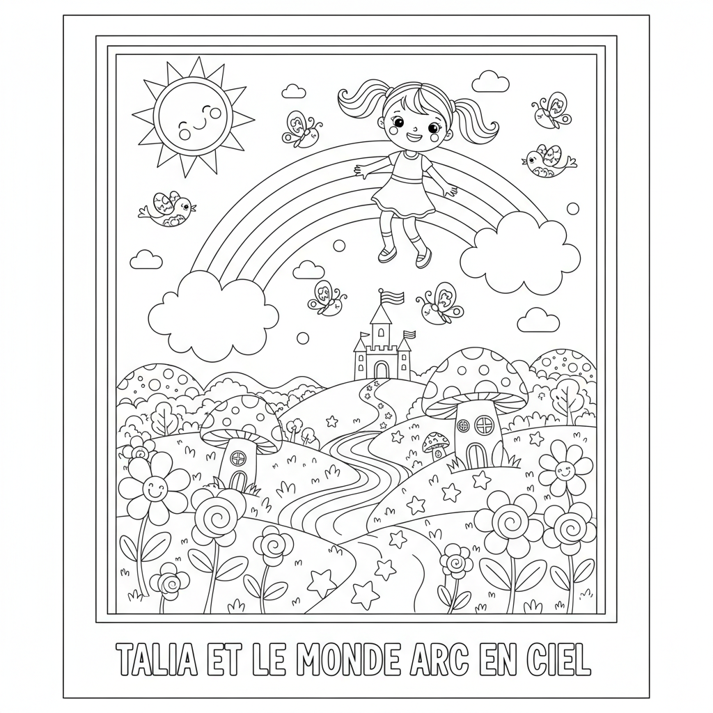 Coloriage talia et le monde arc en ciel coloriage à imprimer 3