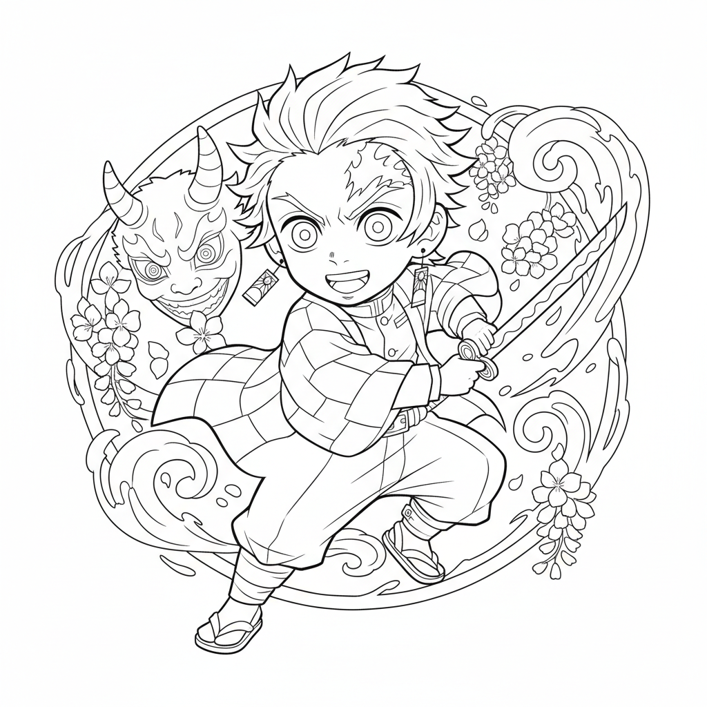 Coloriage tanjiro coloriage 2